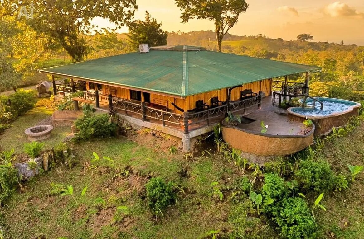 Scenic house with pool in nature